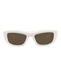 Bottega Veneta Unisex Square/Rectangle Ivory Ivory Brown Fashion Designer Eyewear