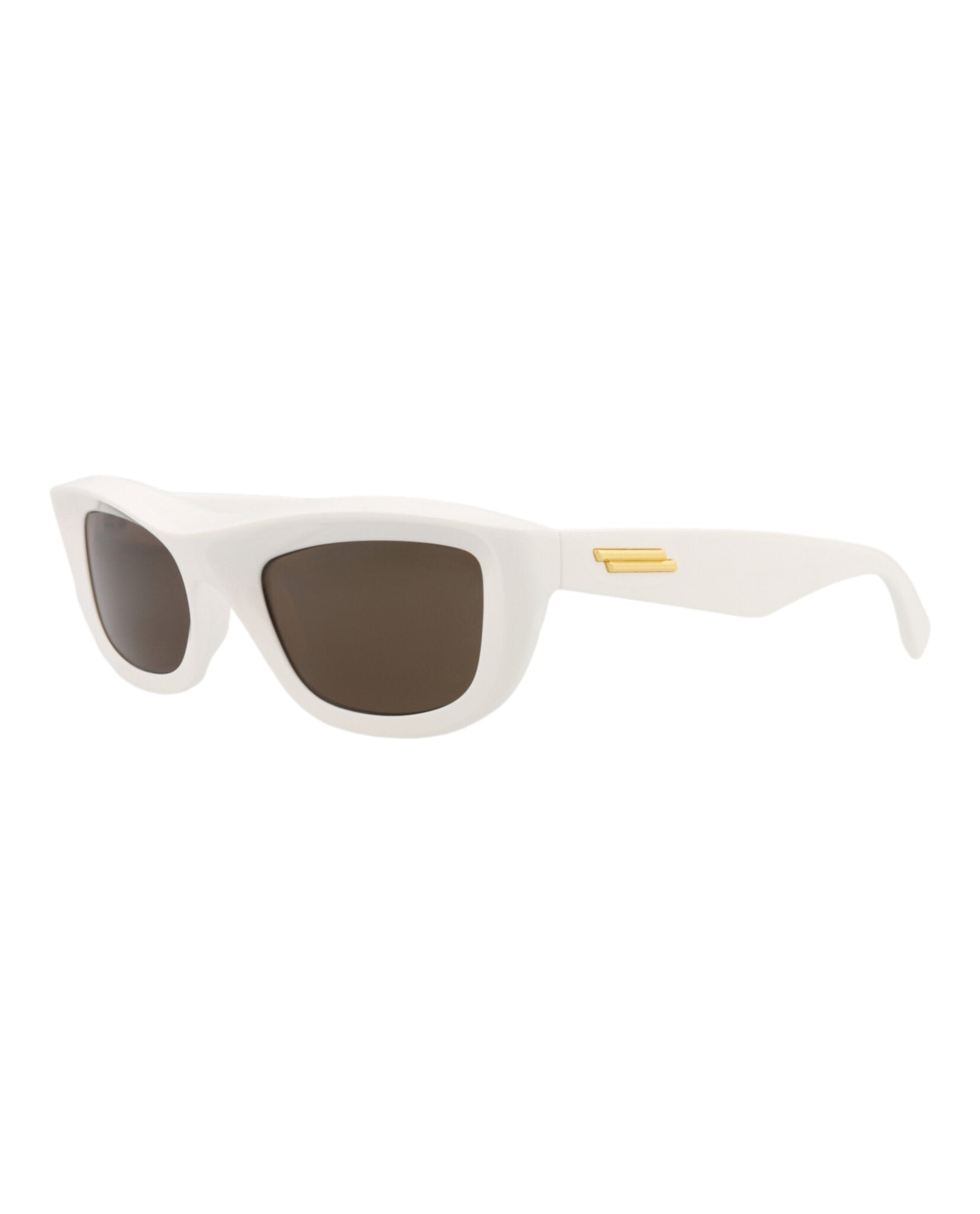 Bottega Veneta Unisex Square/Rectangle Ivory Ivory Brown Fashion Designer Eyewear
