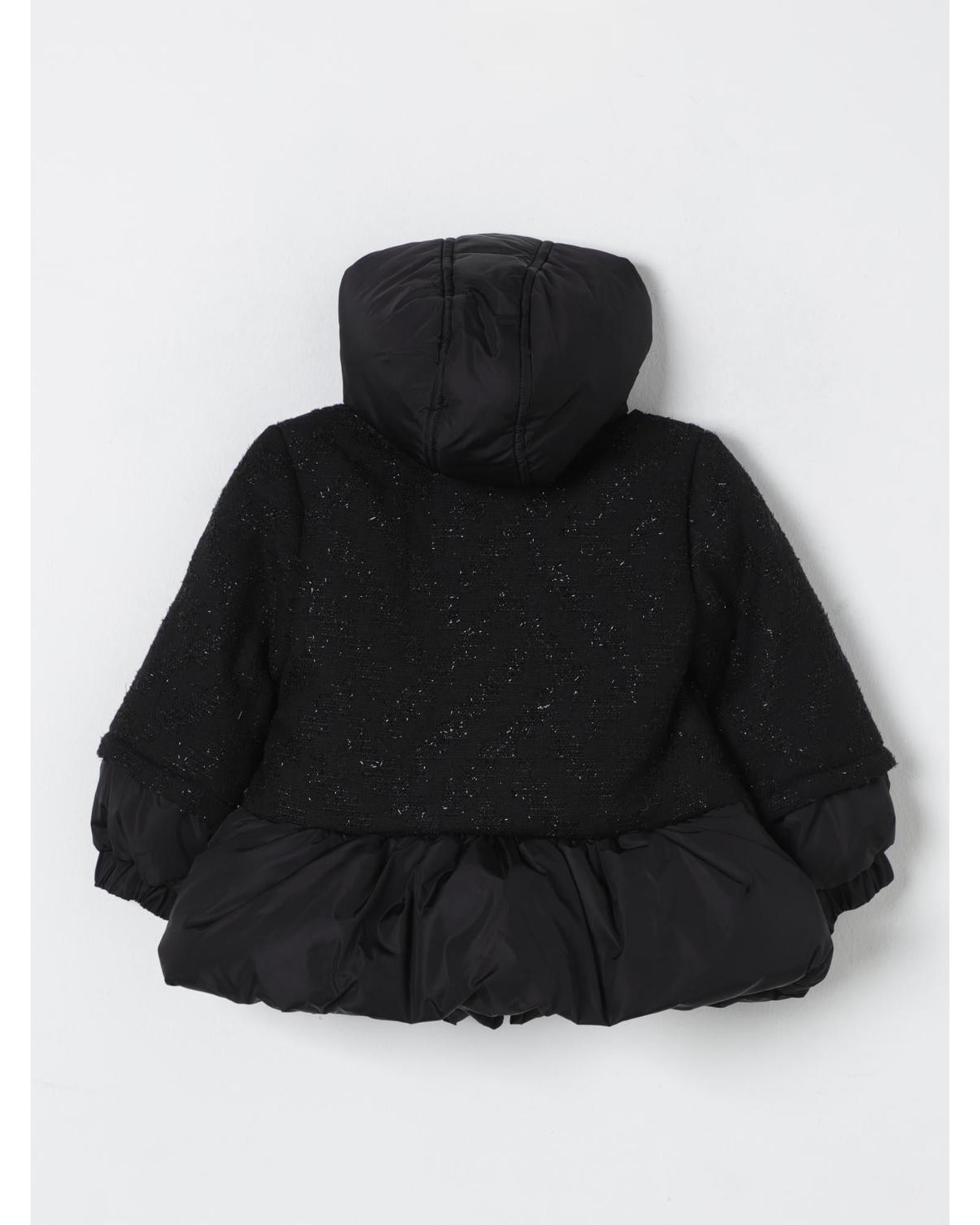 Balmain Kids Hooded Quilted Jacket Black Puffer Jackets