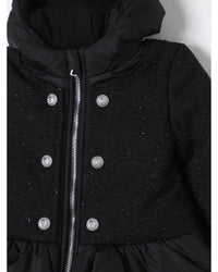 Balmain Kids Hooded Quilted Jacket Black Puffer Jackets