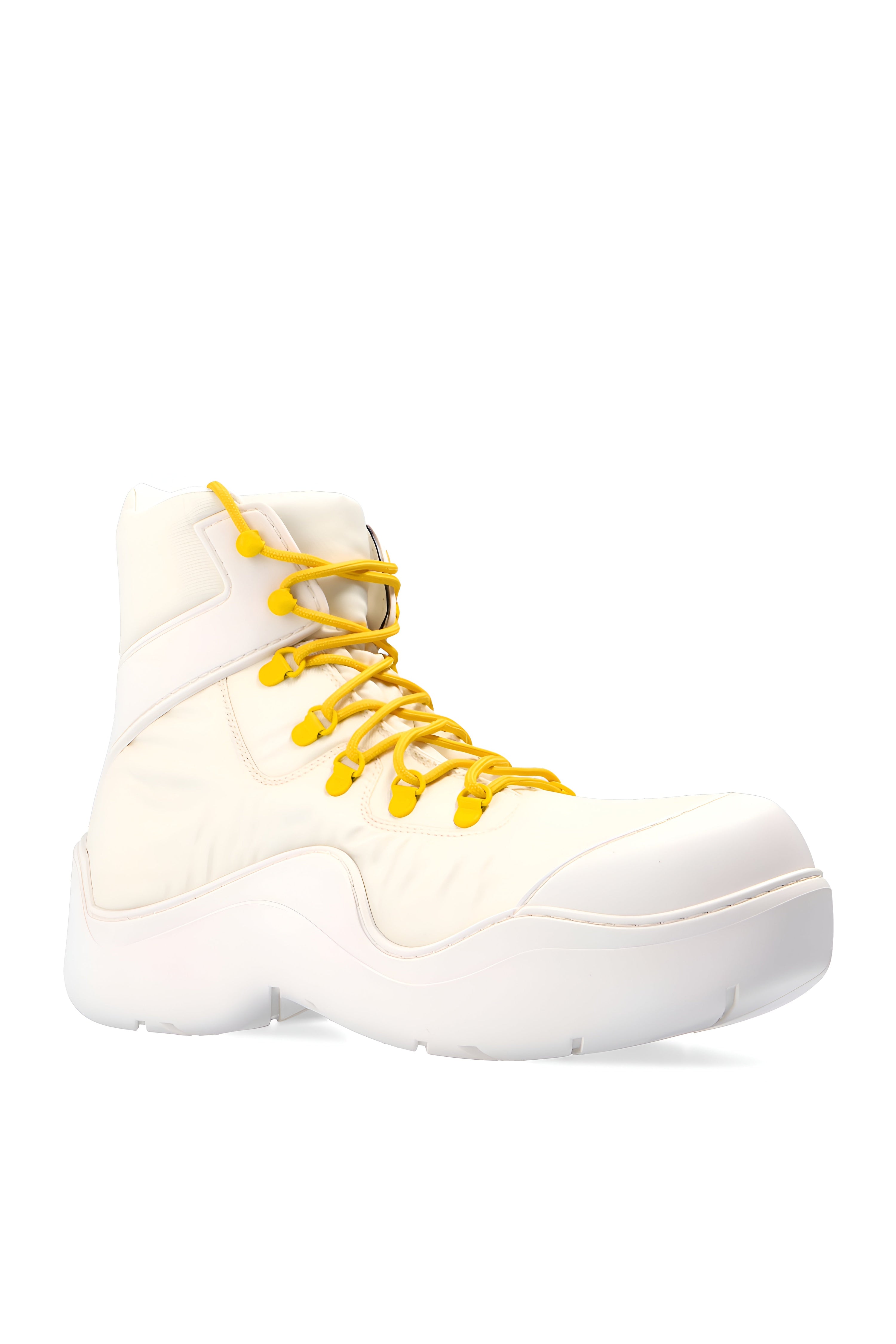 Bottega Veneta White Nylon High-Top Boots with Chunky Sole