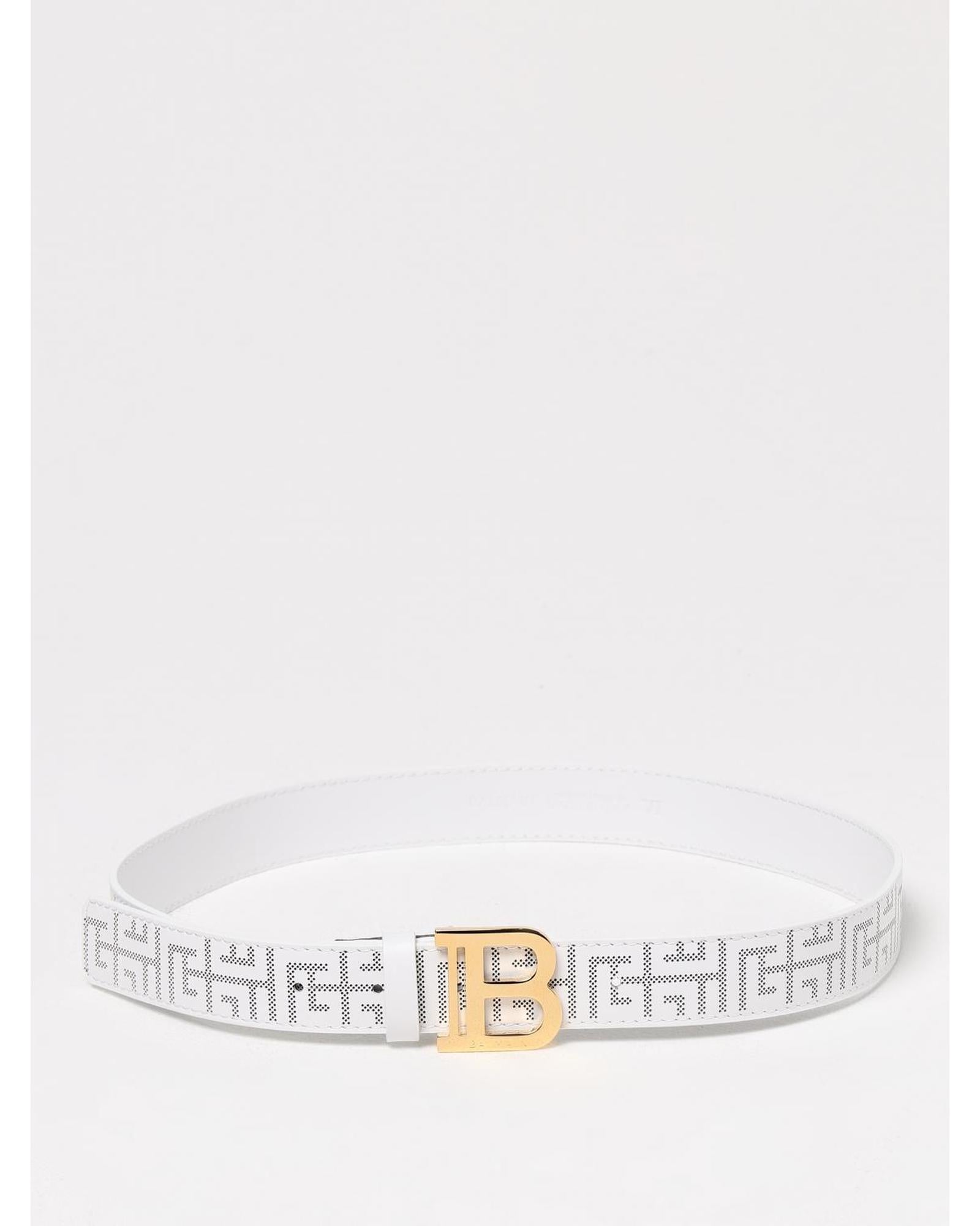 Balmain Monogram Leather Belt Kids Black One Size Fits All White
