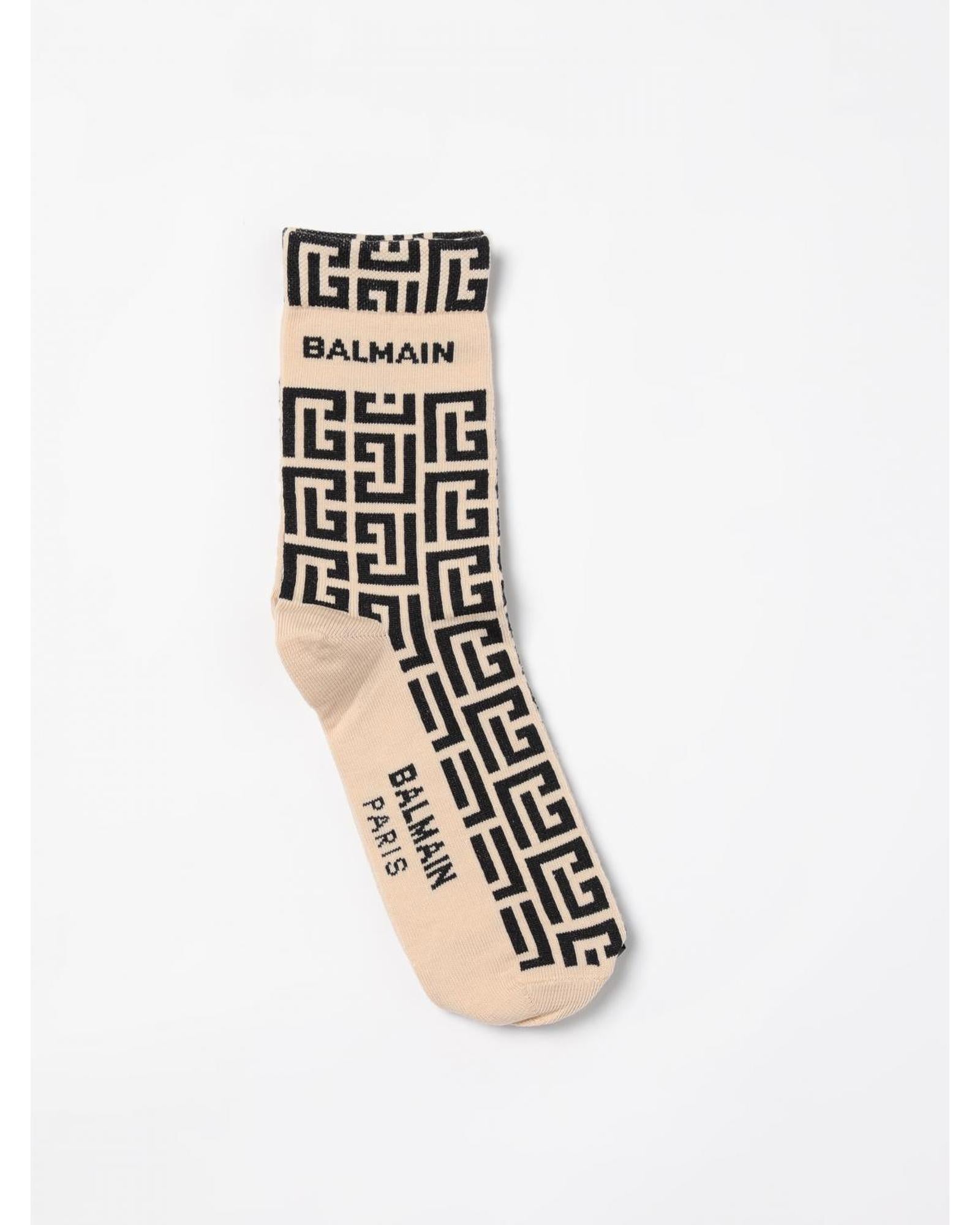 Balmain Greek Key Pattern Socks Kids Cream Cream