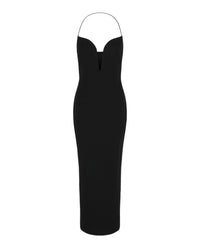 Givenchy Womens Plunging Halter Midi Dress