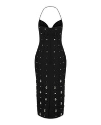 Givenchy Womens 4G Embellished Silk Midi Dress