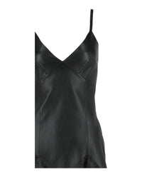 Givenchy Womens Leather Lace-Trim Mini Dress