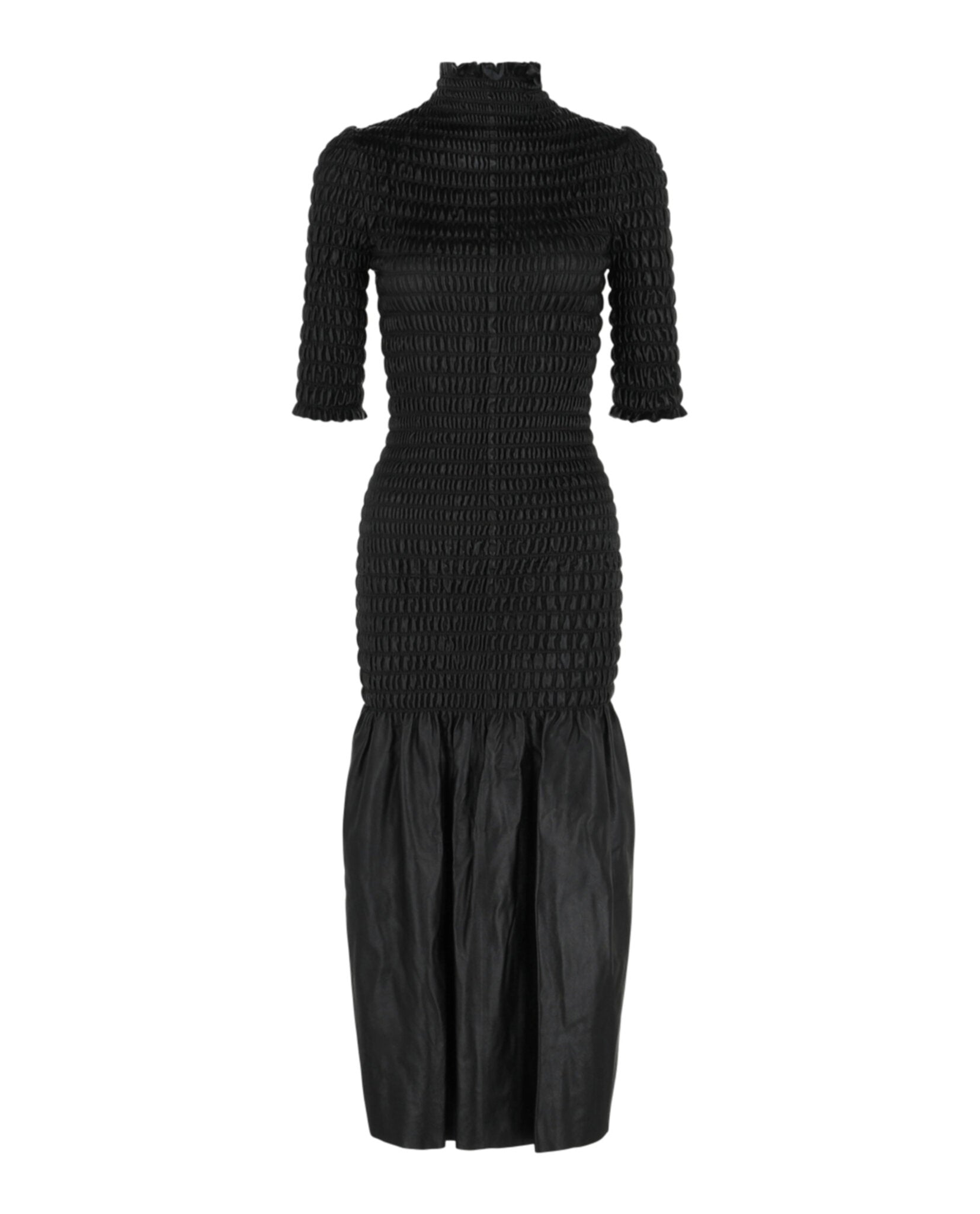 Givenchy Womens Smocked Leather Midi Dress
