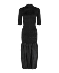 Givenchy Womens Smocked Leather Midi Dress
