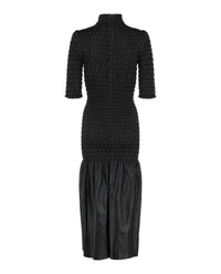 Givenchy Womens Smocked Leather Midi Dress