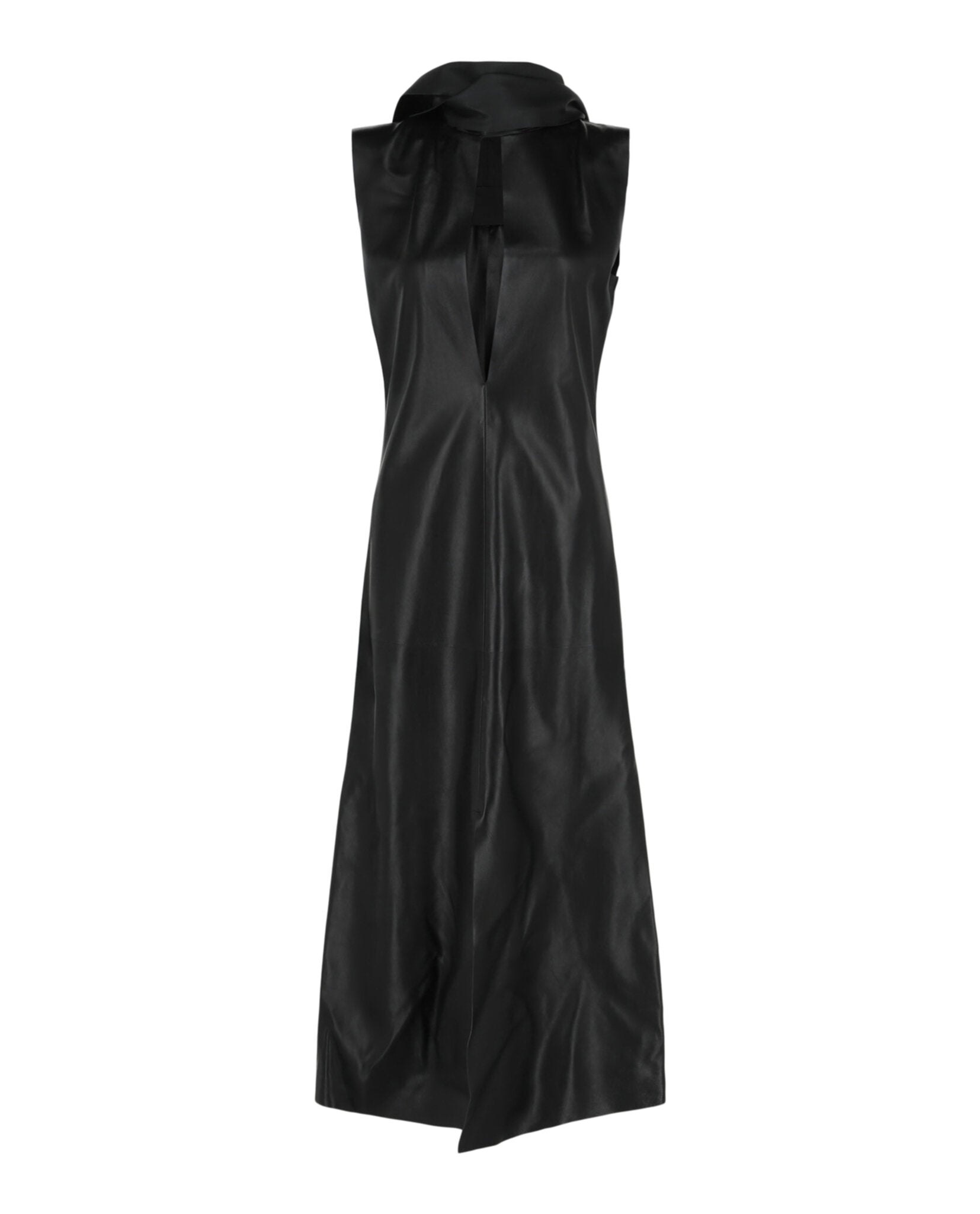 Givenchy Womens Lavalliere Leather Midi Dress