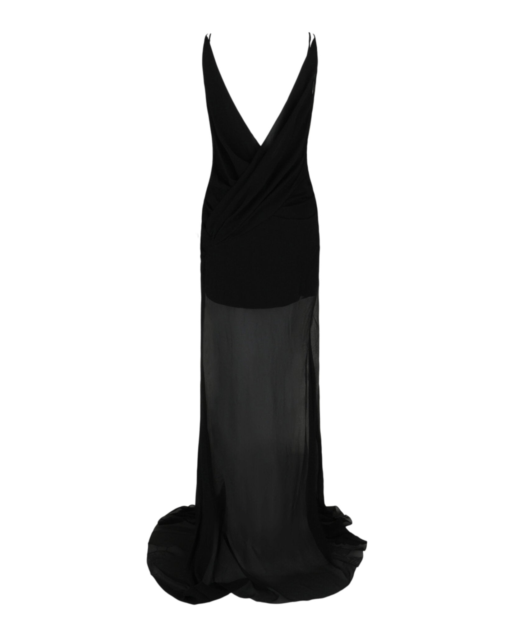 Givenchy Womens Evening Draped Dress in Silk with Pearl Chains