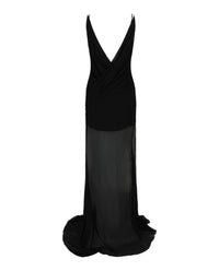 Givenchy Womens Evening Draped Dress in Silk with Pearl Chains