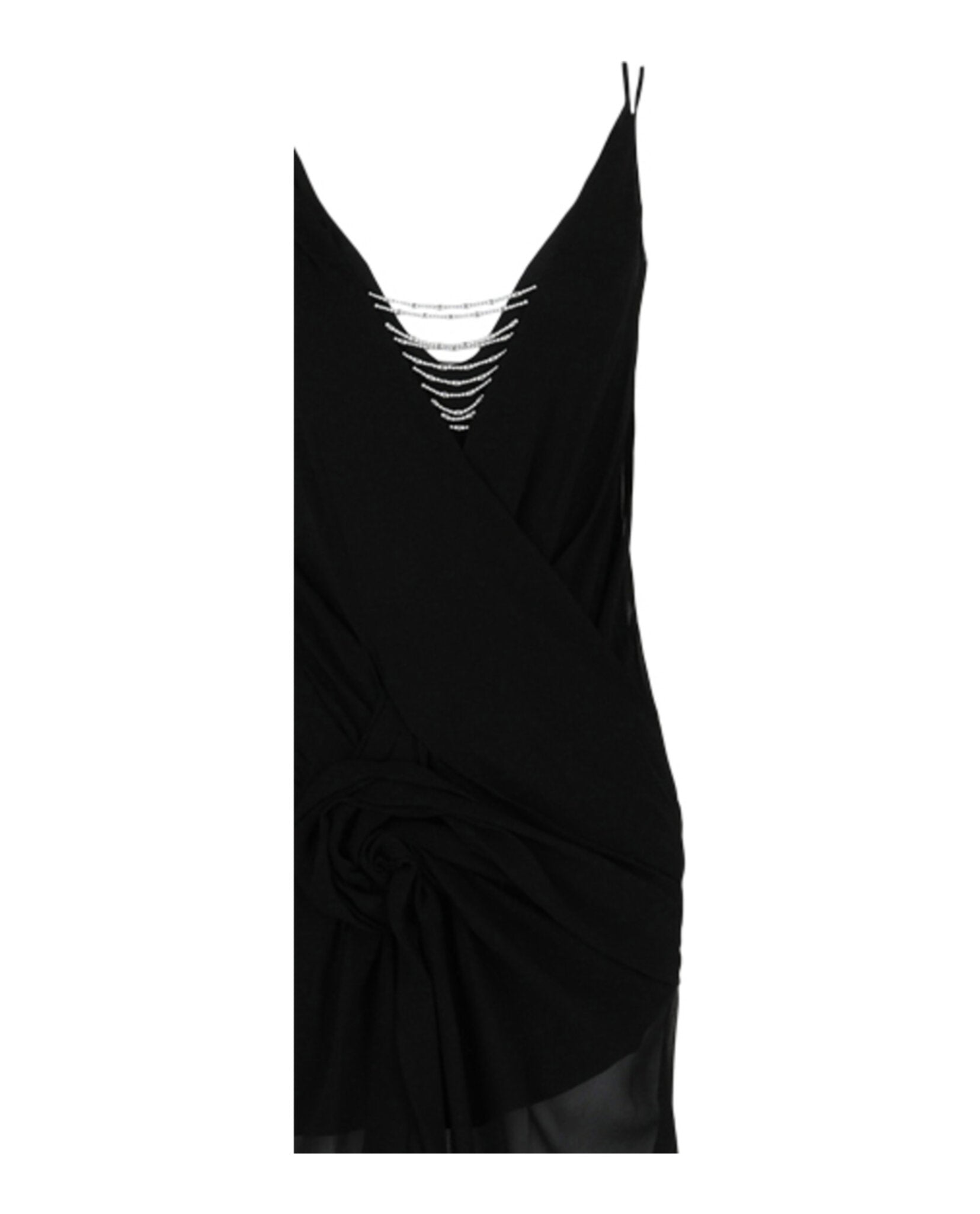 Givenchy Womens Evening Draped Dress in Silk with Pearl Chains