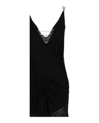 Givenchy Womens Evening Draped Dress in Silk with Pearl Chains