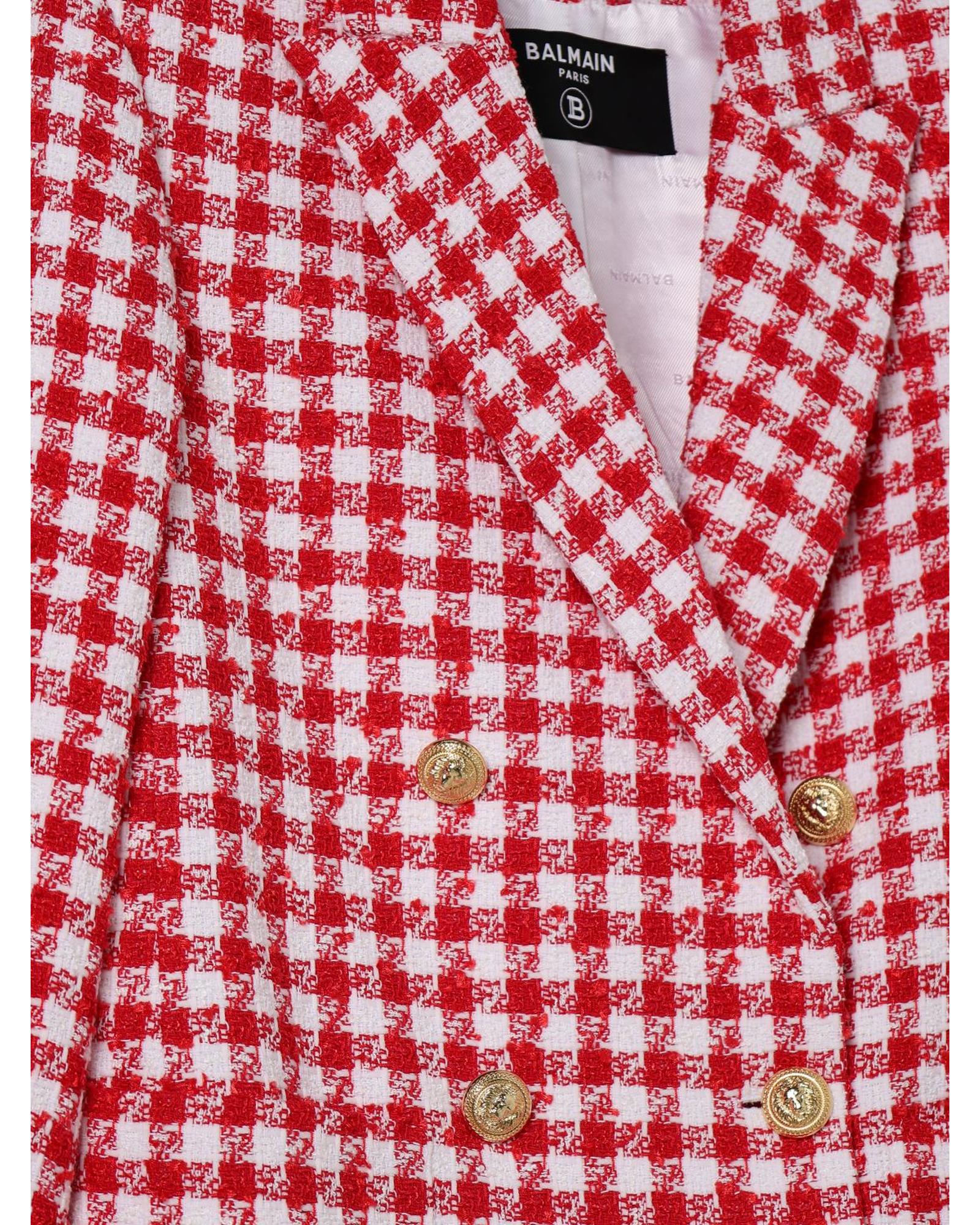 Balmain Tweed Blazer DoubleBreasted Red Kids White Coats