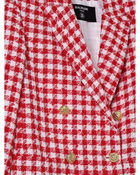 Balmain Tweed Blazer DoubleBreasted Red Kids White Coats