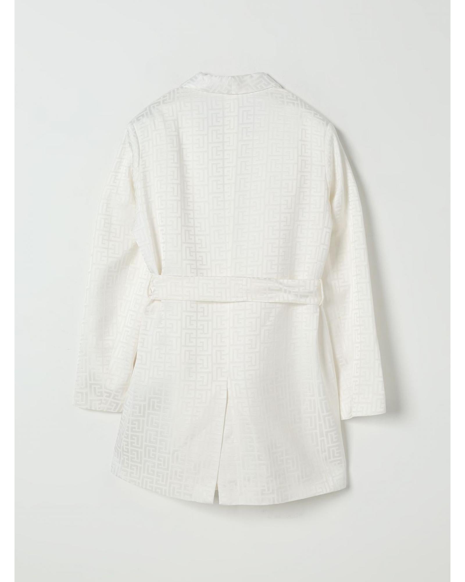 Balmain Double Breasted Belted Blazer Kids Yellow Cream Jackets