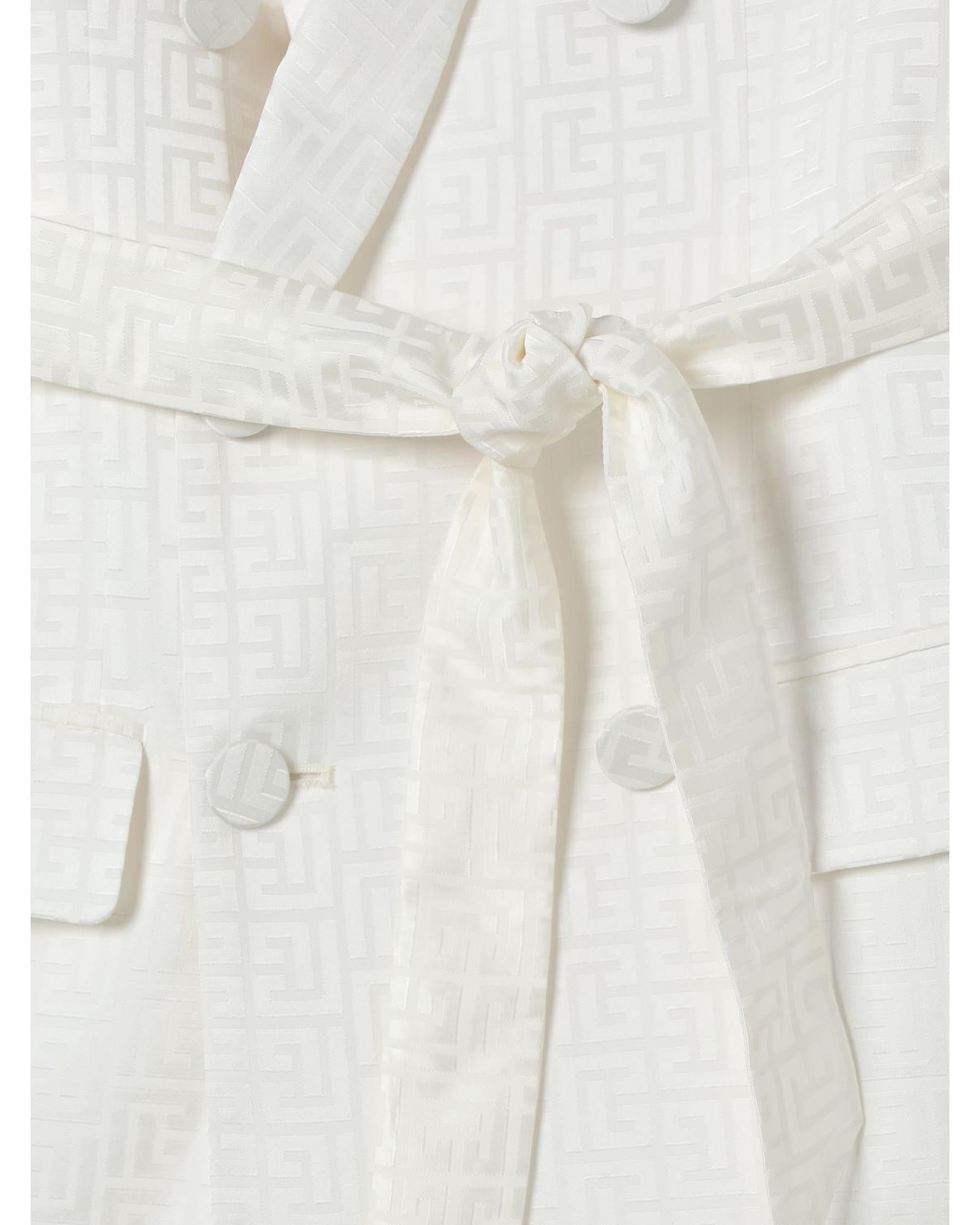 Balmain Double Breasted Belted Blazer Kids Yellow Cream Jackets