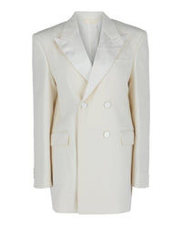 Givenchy Womens Double-Breasted Satin Trimmed Jacket
