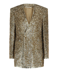 Givenchy Womens Beaded Animal Print Single-Breasted Blazer