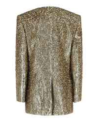Givenchy Womens Beaded Animal Print Single-Breasted Blazer