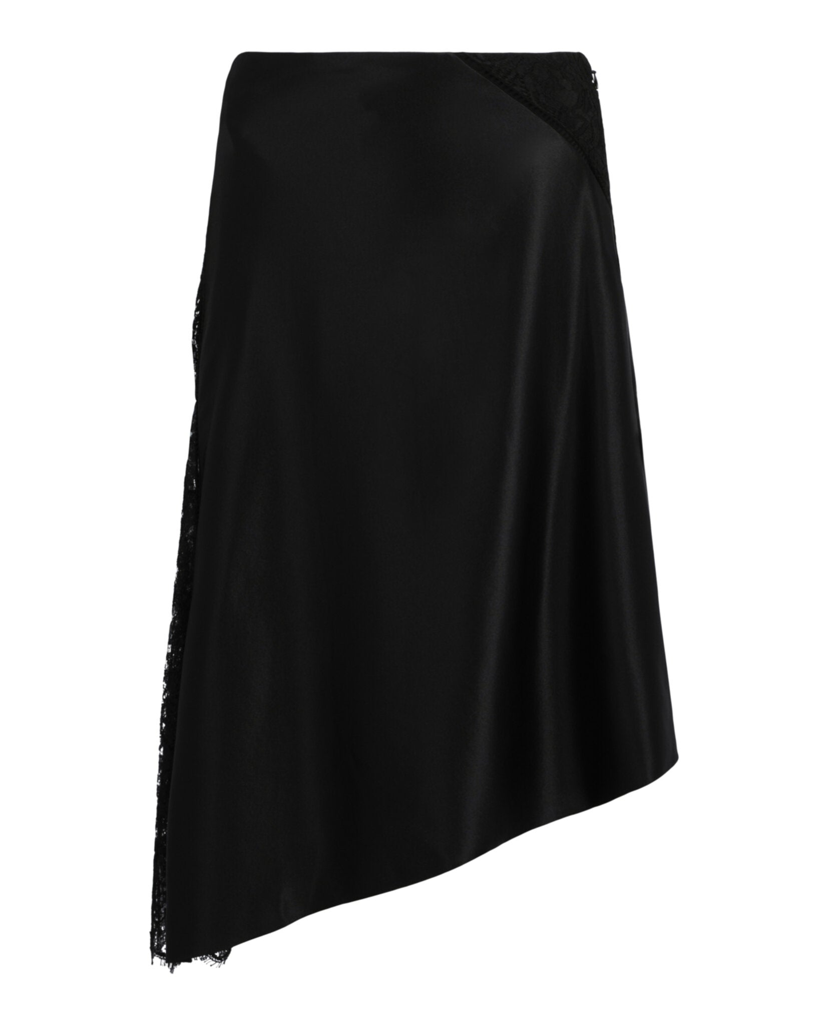 Givenchy Womens Lace Insert Asymmetric Silk Midi Skirt