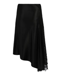 Givenchy Womens Lace Insert Asymmetric Silk Midi Skirt