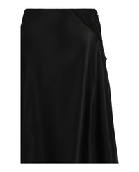 Givenchy Womens Lace Insert Asymmetric Silk Midi Skirt