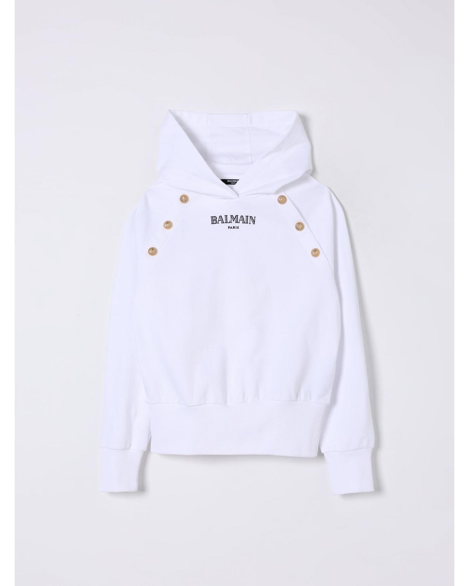Balmain Kids Sweater with Ribbed Trims and Crew Neck White Cardigans 14 White