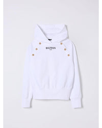 Balmain Kids Sweater with Ribbed Trims and Crew Neck White Cardigans 14 White