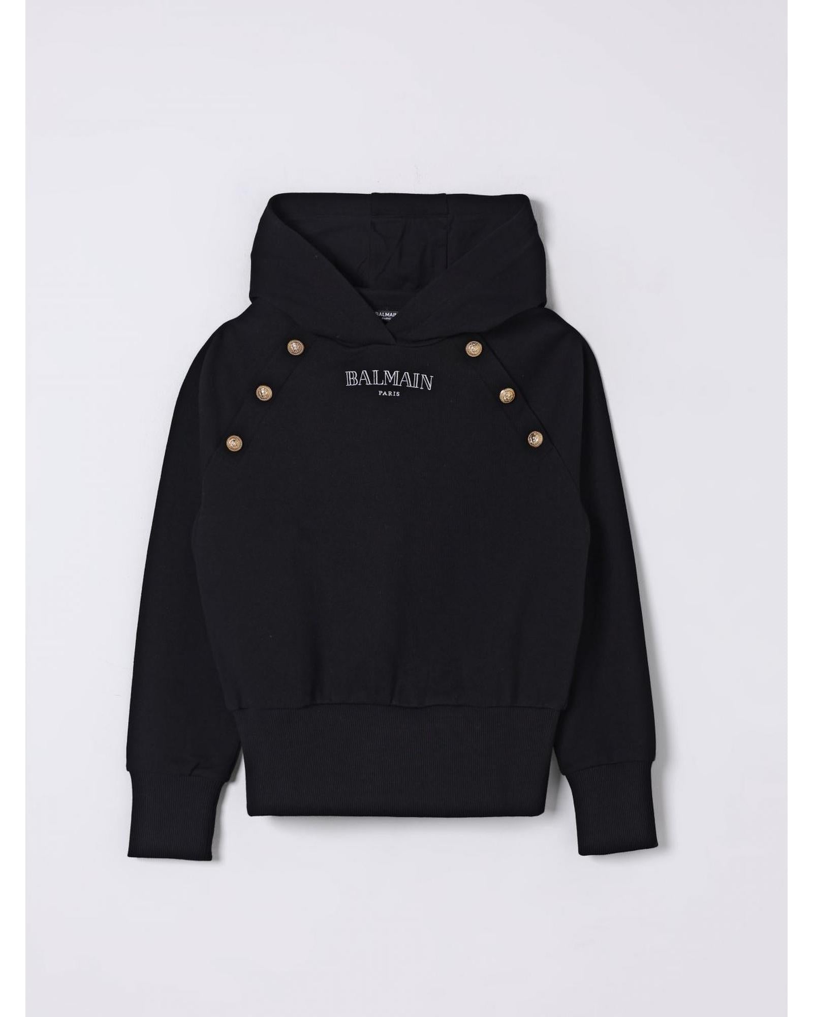 Balmain Kids Sweater with Ribbed Trims and Crew Neck White Cardigans 14 Black