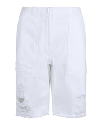 Givenchy Womens Destroyed Denim Bermuda Shorts