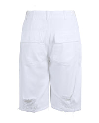 Givenchy Womens Destroyed Denim Bermuda Shorts