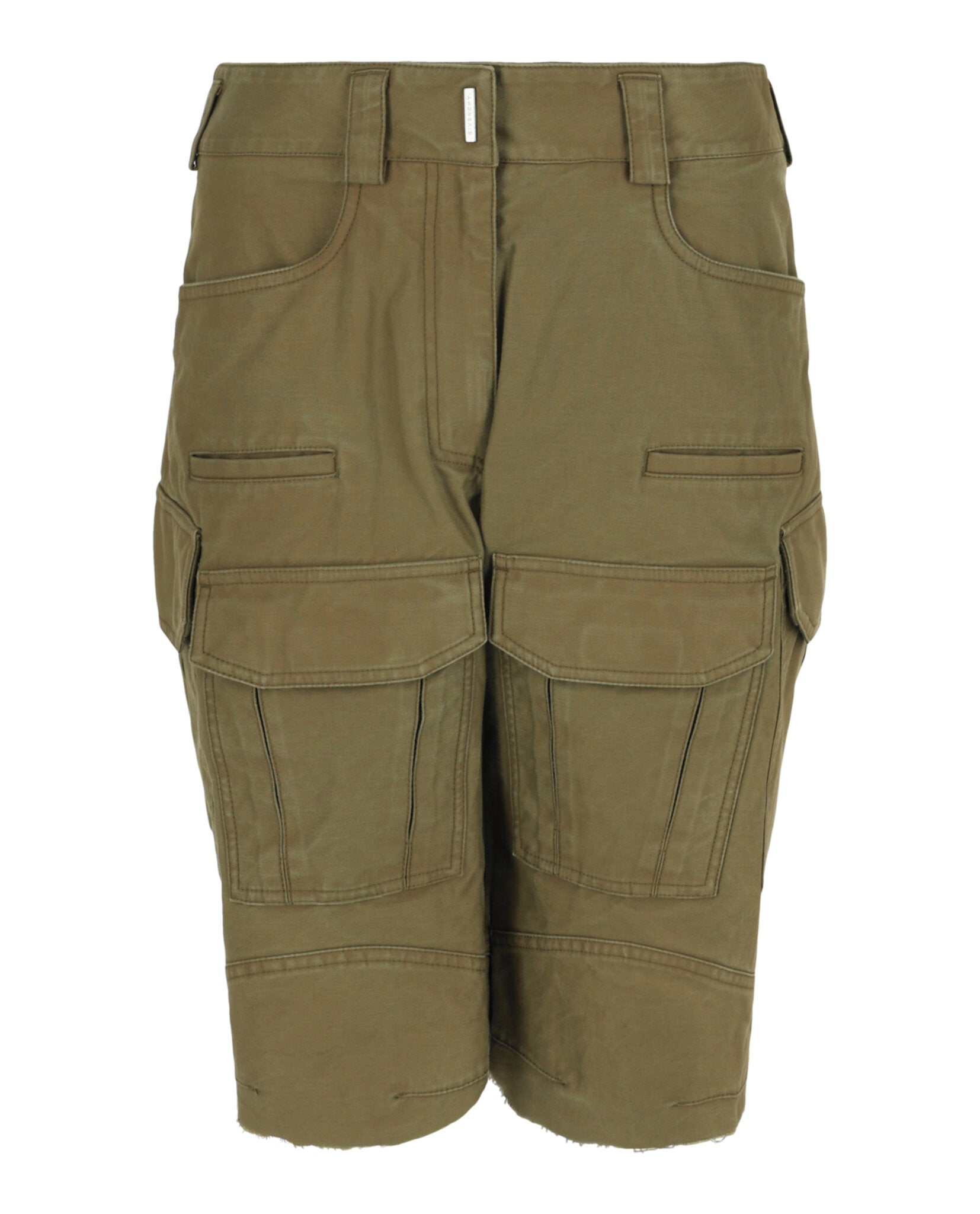 Givenchy Womens Frayed Multi-Pocket Cargo Shorts