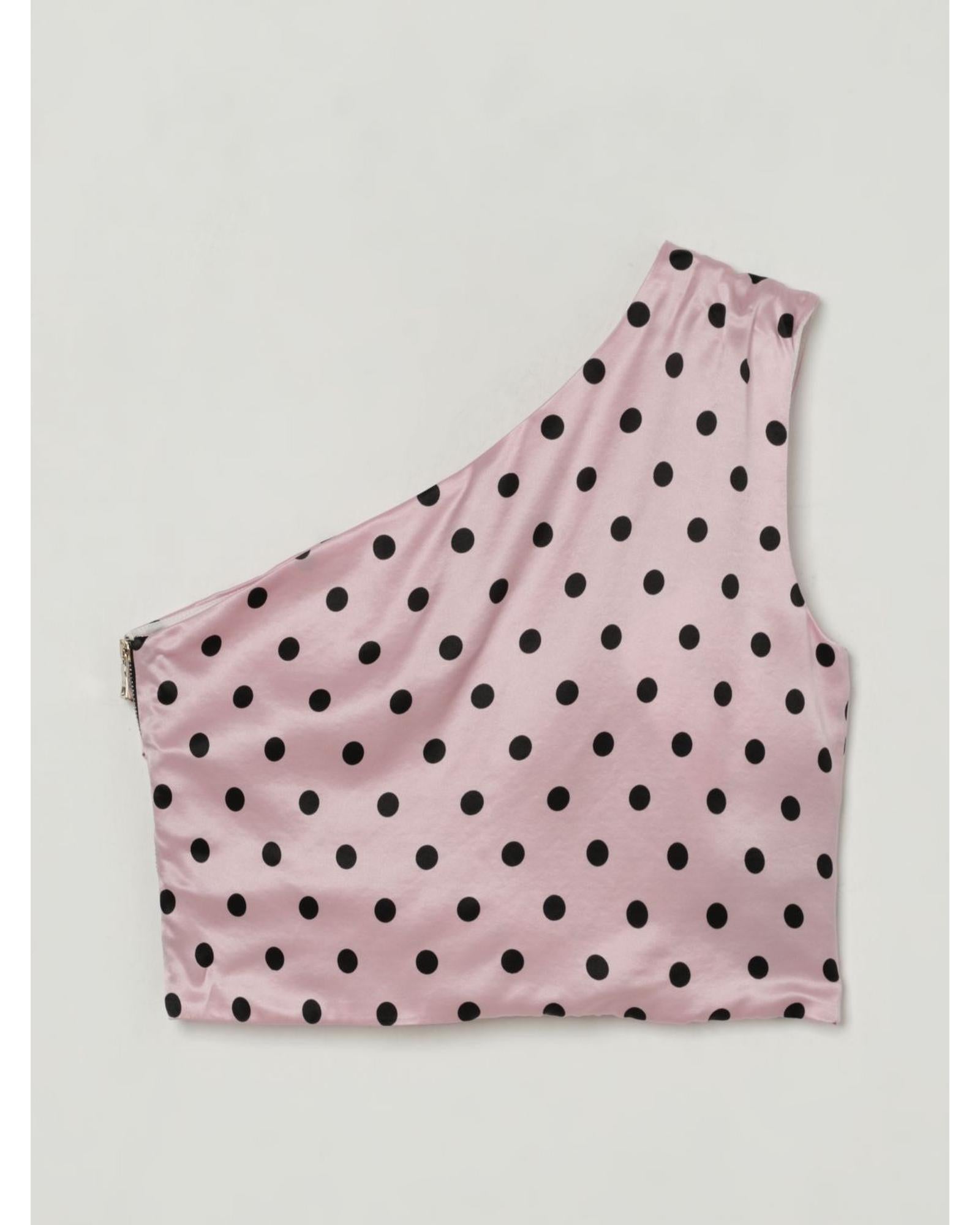 Balmain Polka Dot One Shoulder Top Kids Pink