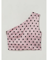 Balmain Polka Dot One Shoulder Top Kids Pink
