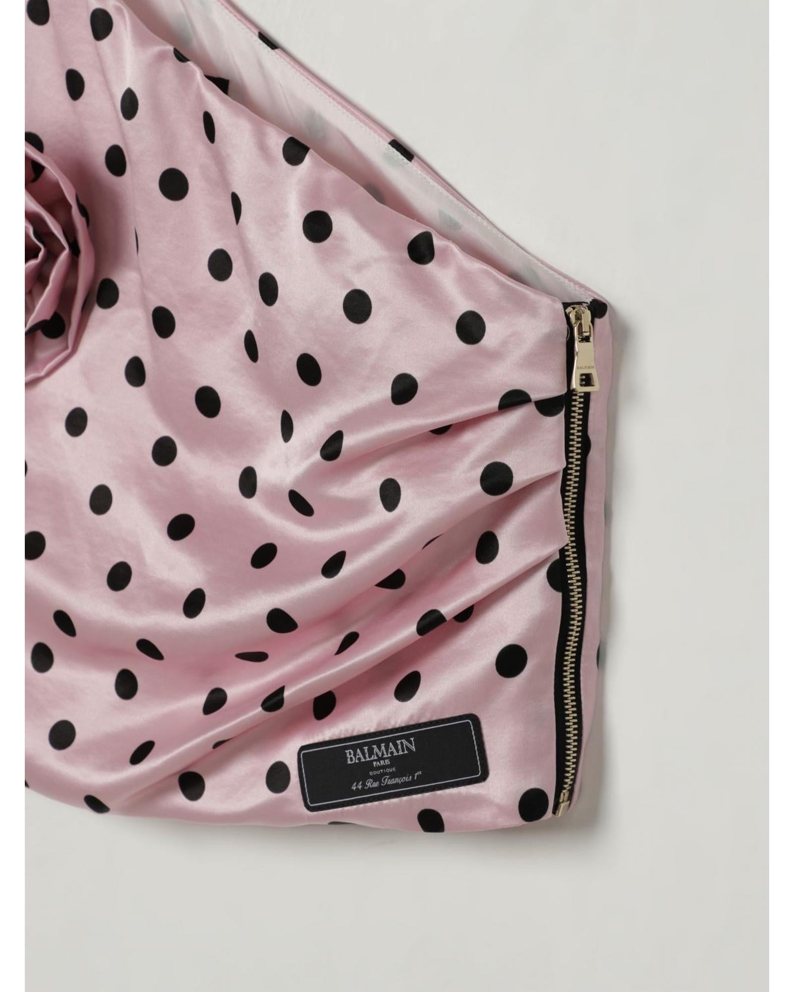 Balmain Polka Dot One Shoulder Top Kids Pink