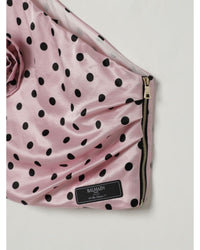 Balmain Polka Dot One Shoulder Top Kids Pink