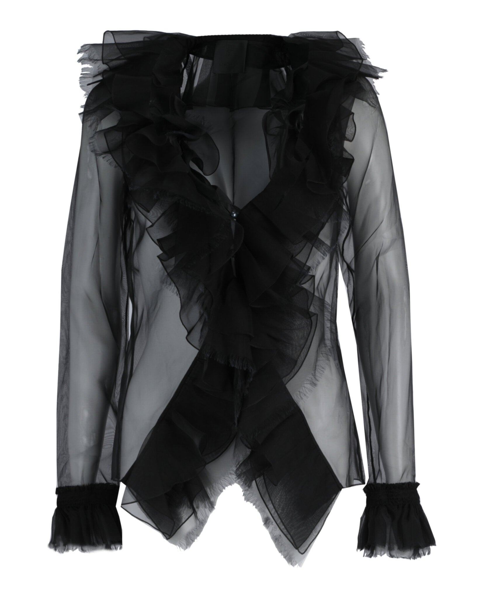 Givenchy Womens Ruffled Silk-Organza Blouse