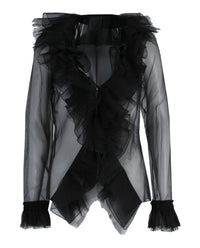 Givenchy Womens Ruffled Silk-Organza Blouse