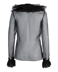 Givenchy Womens Ruffled Silk-Organza Blouse