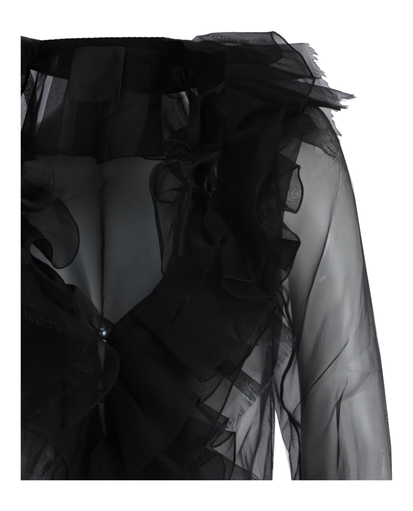 Givenchy Womens Ruffled Silk-Organza Blouse
