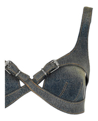 Givenchy Womens Crisscross Denim Top