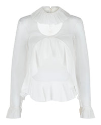 Givenchy Womens Cropped Silk Blouse With Ruffles
