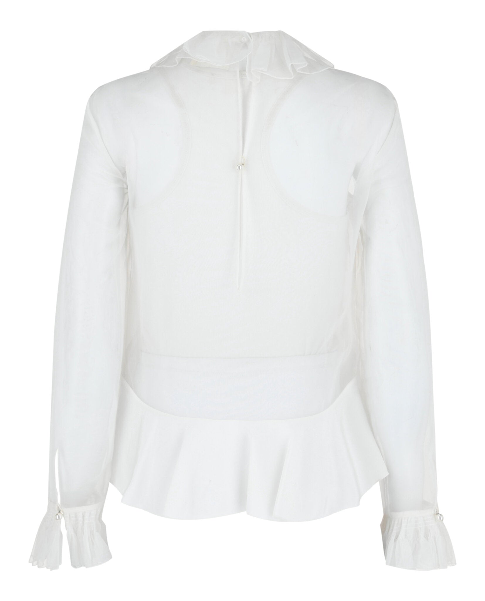 Givenchy Womens Cropped Silk Blouse With Ruffles