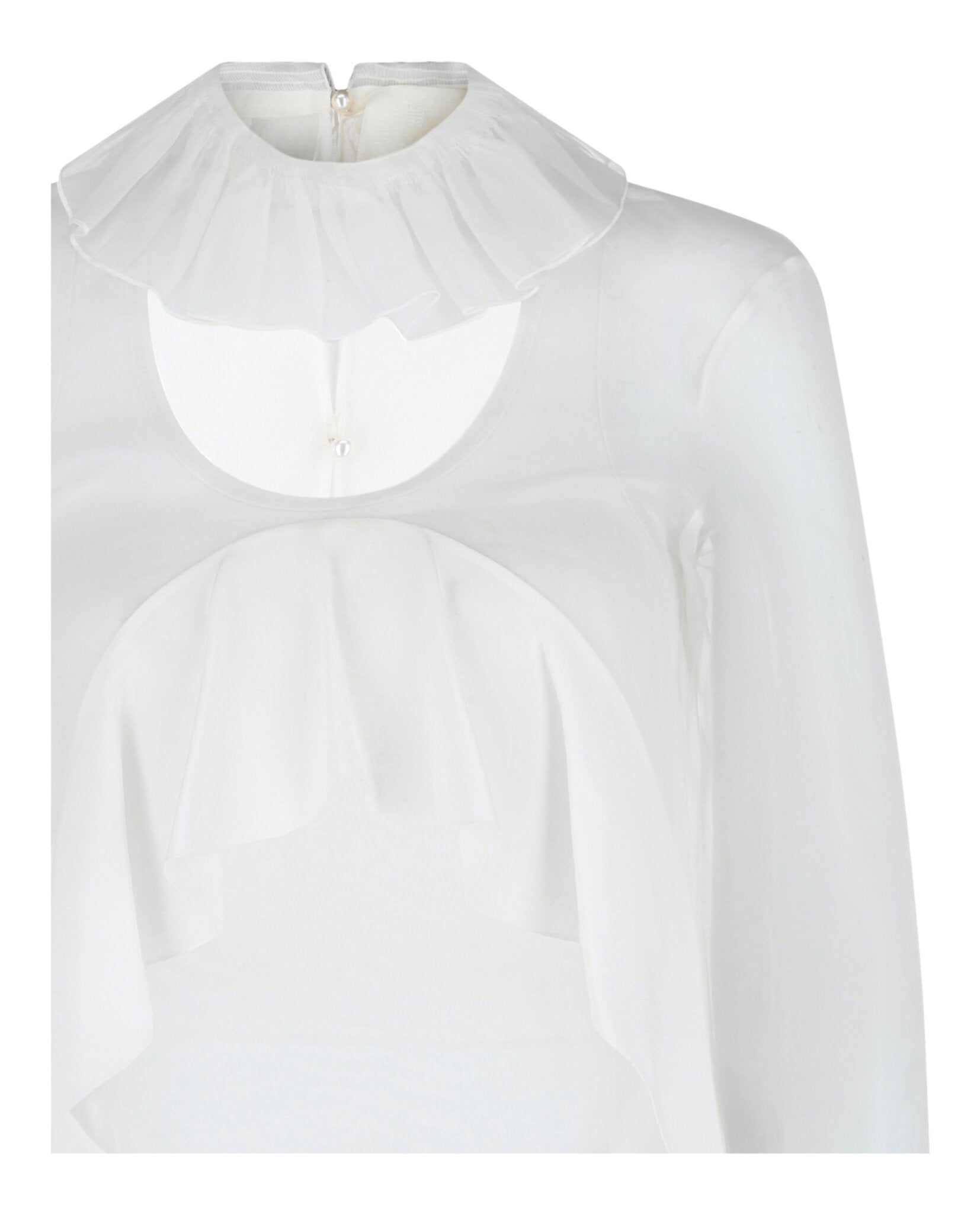 Givenchy Womens Cropped Silk Blouse With Ruffles