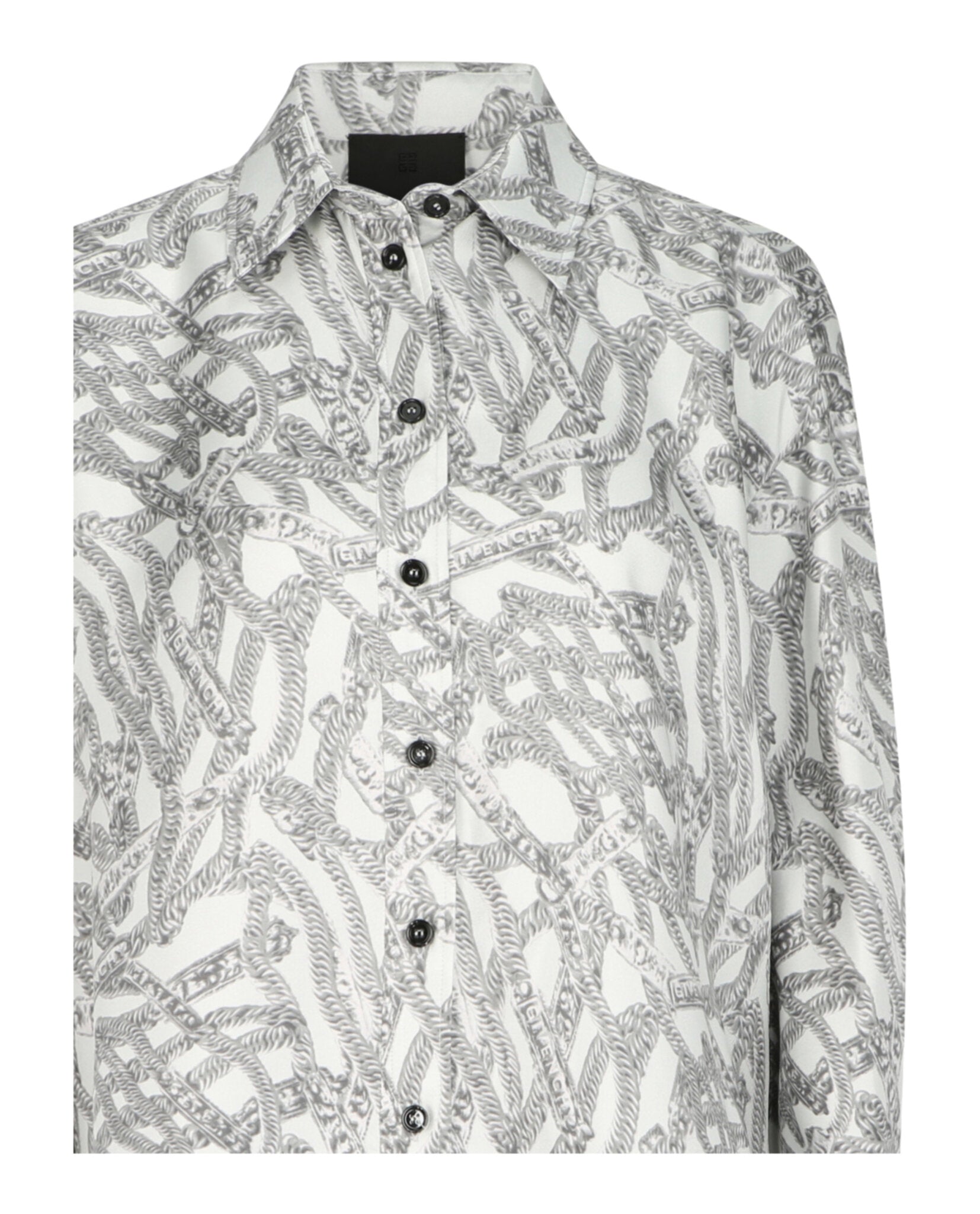 Givenchy - Women - Oversized Shirt With Long Back In Printed Silk - Grey - Silk