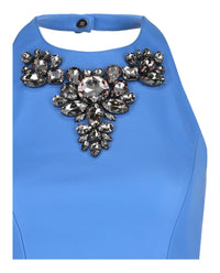 Givenchy Womens Halter Top In Leather With Embroidered Stones