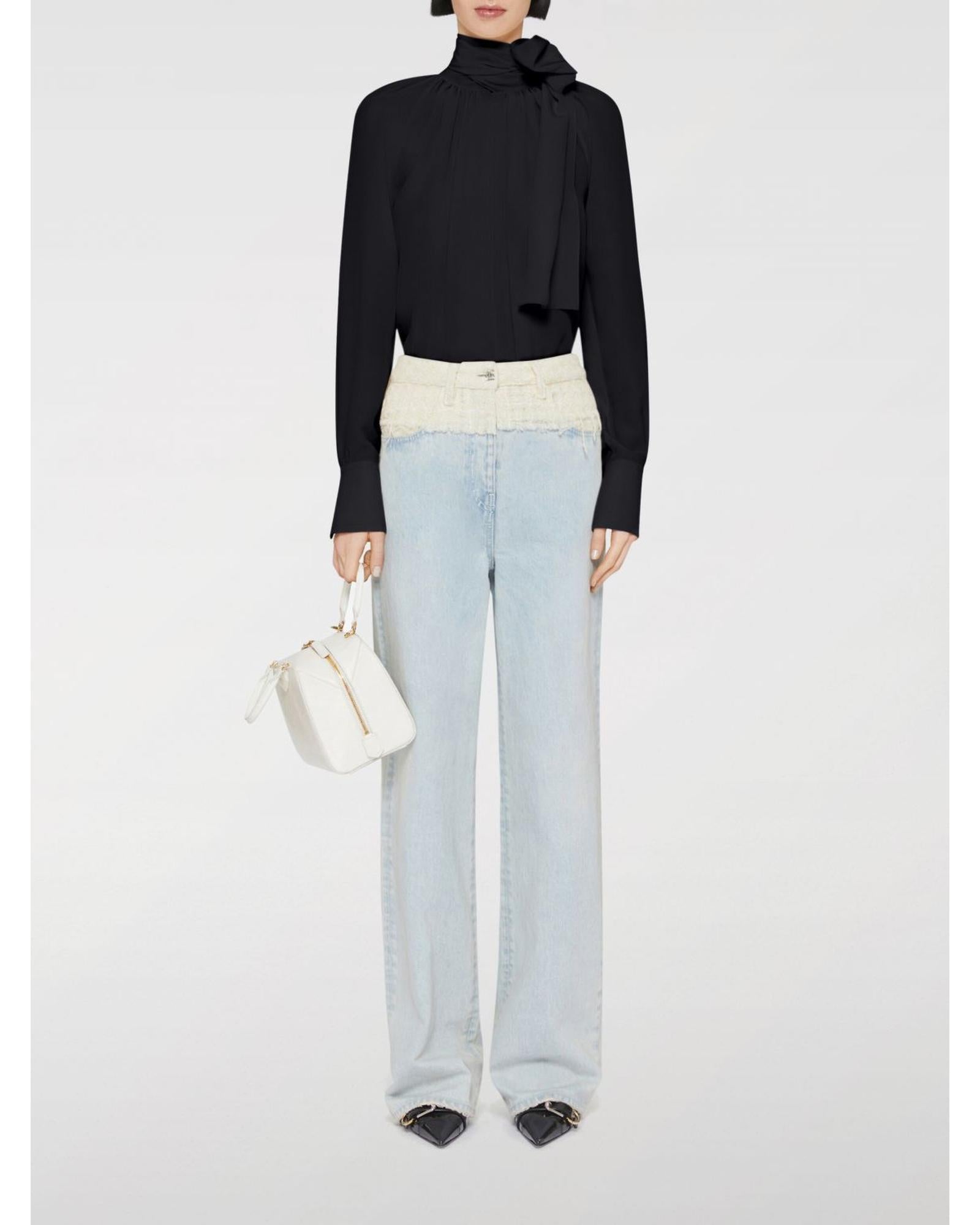 Givenchy Silk High Neck Blouse Women White Shirts & Tops