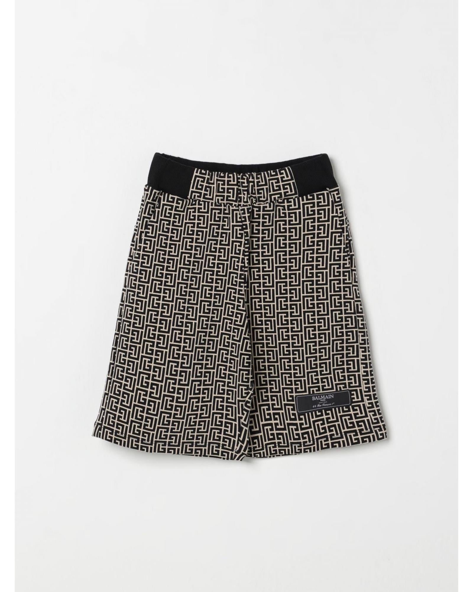 Balmain Geometric Print Shorts Kids Cream
